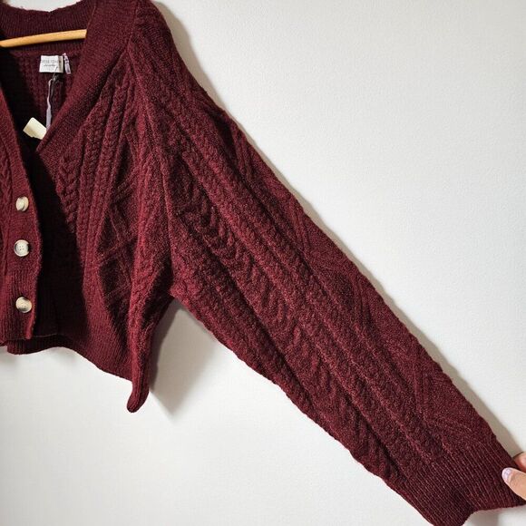 NWT DRESS FORUM DEEP RED V NECK BUTTON DOWN SWEATER SIZE L - Picture 10 of 14